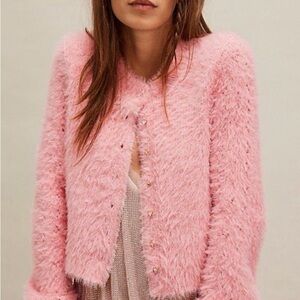 Free People celeste fuzzy Cardigan